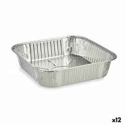 Set of Kitchen Dishes Disposable Squared Aluminium 20,5 x 6,5 x 20,5 cm (12 Units)