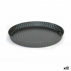 removable cake tin Quttin Black Carbon steel Perforated 32 x 3 cm (12 Units)