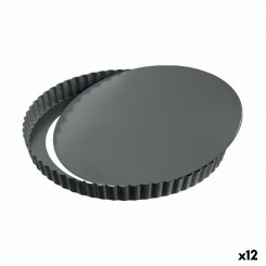 removable cake tin Quttin Black Carbon steel 24 x 2.8 cm (12 Units)