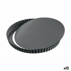 removable cake tin Quttin Black Carbon steel 32 x 2.8 cm (12 Units)