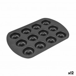 Oven mold Quttin Donuts Carbon steel Black 26.5 x 18 x 2 cm (12 Units)