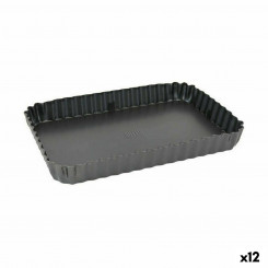 removable cake tin Quttin Black Carbon steel 22.5 x 15.5 x 3 cm (12 Units)