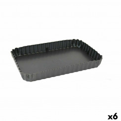 removable cake pan Quttin Black Carbon steel 31.5 x 21.5 x 3.5 cm (6 Units)