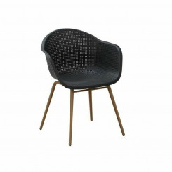Garden chair 62 x 55 x 80 cm Black Wood Steel Plastic (2 Units)
