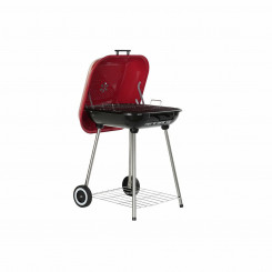 Coal Barbecue with Cover and Wheels DKD Home Decor Red Steel (60 x 57 x 80 cm)