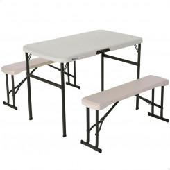 Folding Table Lifetime Cream 106,5 x 73,5 x 61 cm Steel Plastic