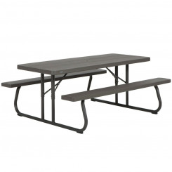 Folding Table Lifetime Wood Brown Picnic Steel Plastic 183 x 74 x 145 cm