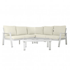 Garden sofa DKD Home Decor White Crystal Polyester Aluminium (212 x 212 x 86 cm)  