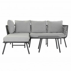 Garden sofa DKD Home Decor Black 192 x 163 x 86 cm Metal Rope Aluminium 30 x 40 cm  