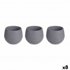 Set of pots 6,2 x 6,2 x 6,6 cm Anthracite Plastic (8 Units)