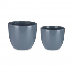 Set of pots 2 Pieces Ø 22 cm Ø 28 cm Anthracite Clay