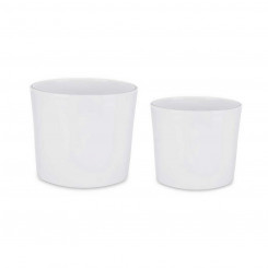 Set of pots Ø 22 cm Ø 27 cm 2 Pieces White Clay