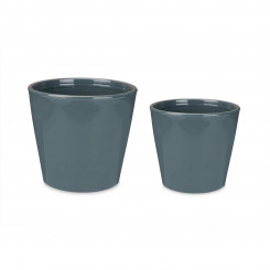Set of pots 2 Pieces Ø 22 cm Ø 28 cm Anthracite Clay