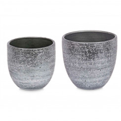 Set of pots Ø 20 cm Ø 25 cm 2 Pieces Grey Silver Ceramic
