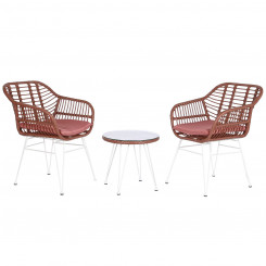 Table set with 2 chairs DKD Home Decor White Terracotta Metal Crystal synthetic rattan 56 x 57,5 x 82 cm