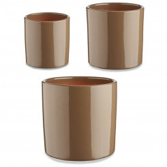 Set of pots Ø 14 cm Ø 22 cm Ø 17 cm Cylinder 3 Pieces Taupe