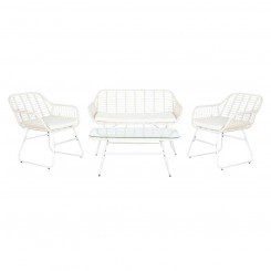 Sofa and table set DKD Home Decor Metal synthetic rattan 124 x 74 x 84 cm