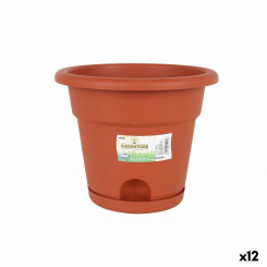 Flower Pot with Dish Dem Greentime Brown ø 22 x 18 cm (12 Units)