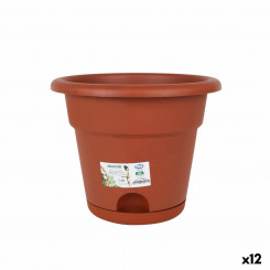 Flower Pot with Dish Dem Greentime Brown 25 x 25 x 20 cm (12 Units)