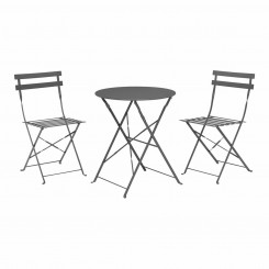 Table Set with 2 Chairs IPAE Progarden Bistró Folding Anthracite Gray (3 Pieces, Parts)