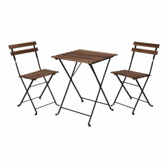 Table Set with 2 Chairs IPAE Progarden Folding Acacia Black Natural (3 Pieces, Parts)