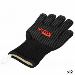 Gloves Aktive Black Barbeque-grill Fabric 17.5 x 2.5 x 31.5 cm (12 Units)