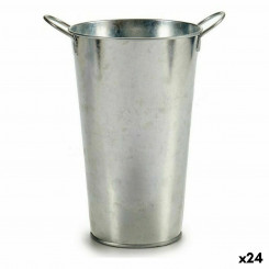 Flower pot with handles Silver (15 x 23.5 x 20 cm) (24 Units)