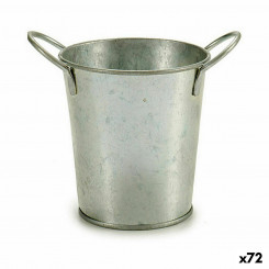 Flower Pot Cube Silver Zinc 16 x 12 x 11 cm (72 Units)