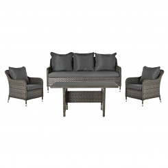 Garden sofa DKD Home Decor Crystal Gray Polyester synthetic rattan Steel Dark brown (175 x 73 x 81 cm)