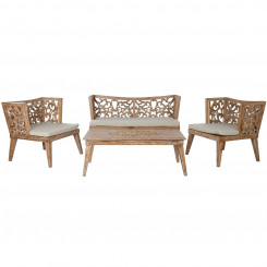 Table set of three with armchair Home ESPRIT Beige Natural Teak 133 x 60 x 70 cm