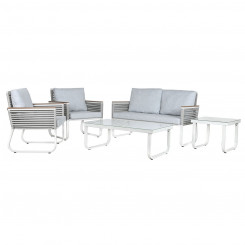 Table set of three with armchair Home ESPRIT Gray Steel Polycarbonate 128 x 69 x 79 cm