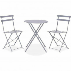 Table Set with 2 Chairs Gray