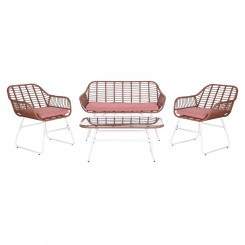 Table set of three with armchair DKD Home Decor 124 x 74 x 84 cm Metal synthetic rattan