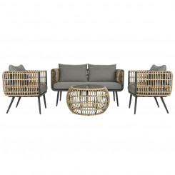 Столовый комплект с тремя креслами DKD Home Decor Коричневый Алюминий, синтетический ротанг 144 x 67 x 74 см