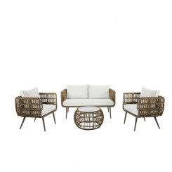 Table set of three with armchair DKD Home Decor synthetic rattan Aluminum (144 x 67 x 74 cm)