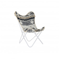Garden chair DKD Home Decor Black Cotton White Iron (74 x 65 x 90 cm)