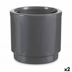 Self-watering flowerpot Silver polypropylene (2 Units) (38 x 37,5 x 38 cm)
