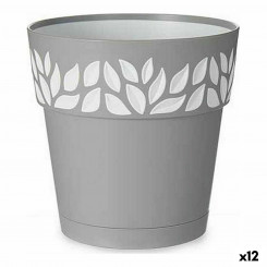 Self-watering flowerpot Grey White Plastic (15 x 15 x 15 cm) (12 Units)
