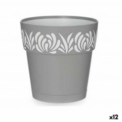 Self-watering flowerpot Gaia Grey White Plastic (15 x 15 x 15 cm) (12 Units)