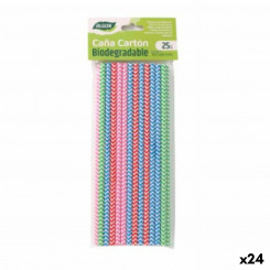 Straws Algon Cardboard Multicolor Stripes 25 Pieces, parts 24 Units