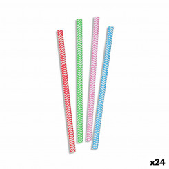 Straws Algon Cardboard Multicolor Stripes 20 Pieces, parts 24 Units