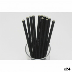 Straws Algon Cardboard Black 20 Pieces, parts 24 Units