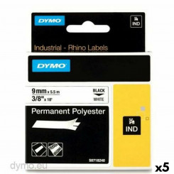 Lamineeritud lint märgistusmasinatele Rhino Dymo ID1-9 9 x 5,5 mm must polüestervalge (5 ühikut)