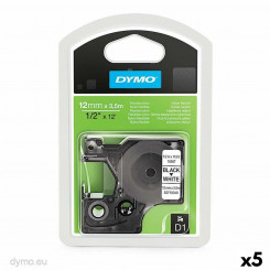 Thermal transfer ribbon Dymo 12 x 3,5 mm Black White Nylon (5 Units)
