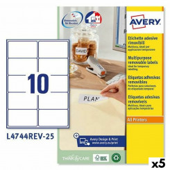 Printer Labels Avery L4744REV 96 x 50,8 mm White 25 Sheets (5 Units)