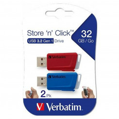 Флеш-накопители Verbatim Store 'n' Click, 2 шт., разноцветные, 32 ГБ