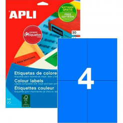 Этикетки для принтера Apli 105 x 148 мм, синие, 20 листов