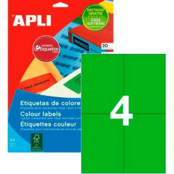 Этикетки для принтера Apli 105 x 148 мм, зеленые, 20 листов