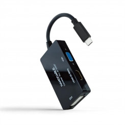 Адаптер USB C — VGA/HDMI/DVI NANOCABLE 10.16.4301-ALL, 20 см, черный, 4K Ultra HD