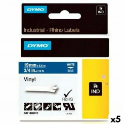 Laminated Tape for Labelling Machines Dymo Rhino 19 mm x 5,5 m Blue White Stick (5 Units)